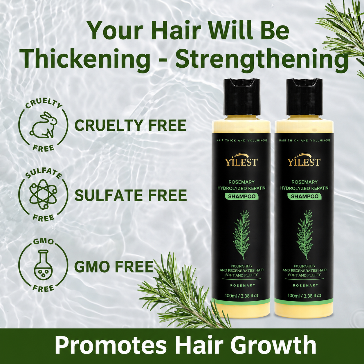 YILEST Rosemary Hair Growth Shampoo Reduce Hair Fall & Support Fuller-Looking Hair Naturally