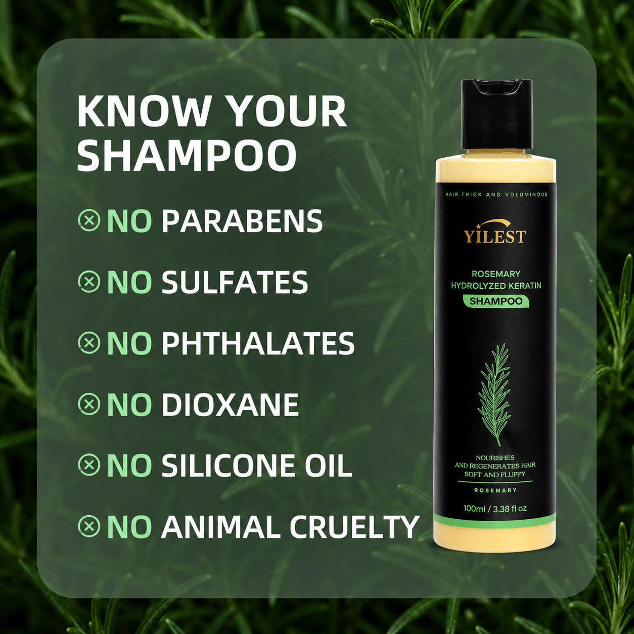 YILEST Rosemary Hair Growth Shampoo Reduce Hair Fall & Support Fuller-Looking Hair Naturally