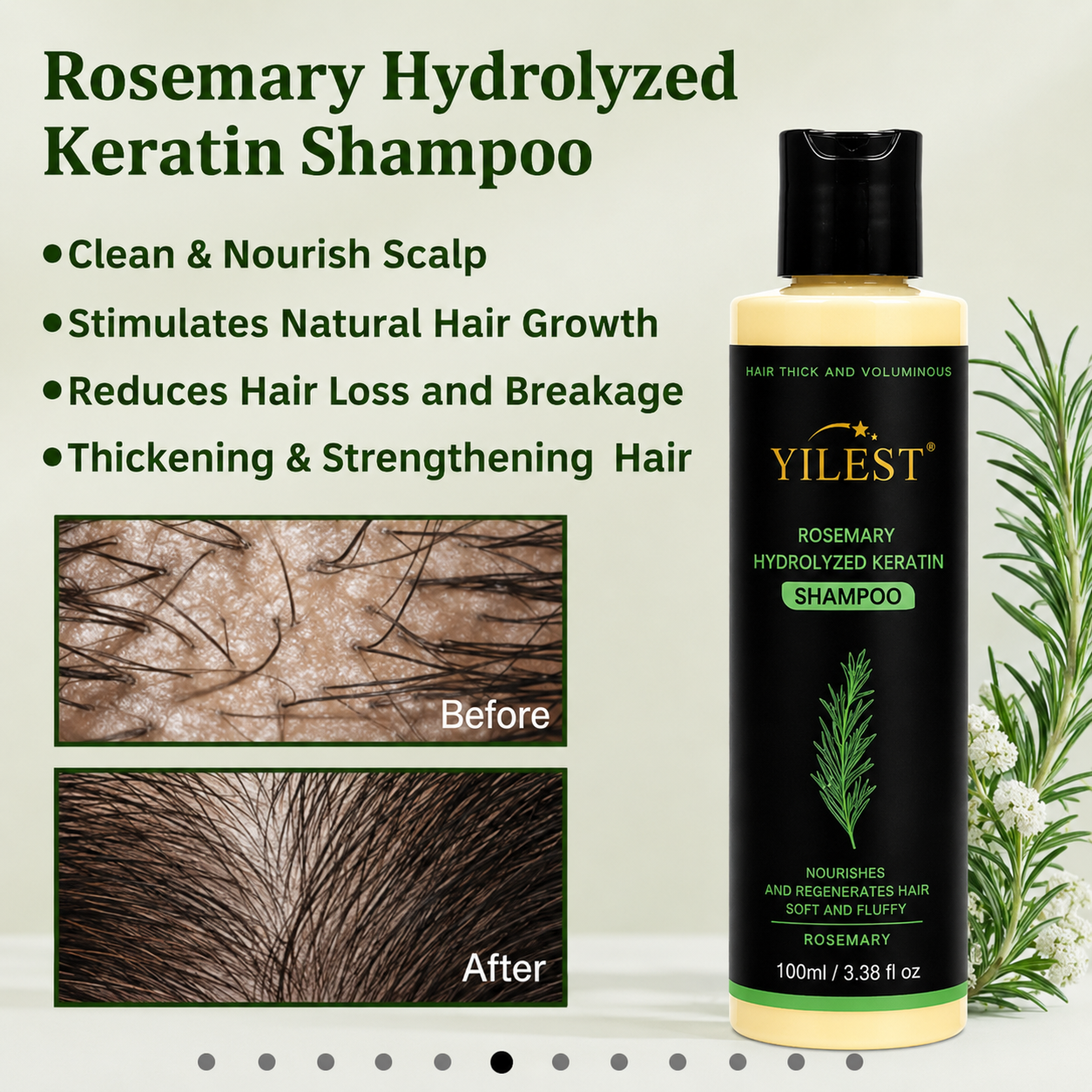 YILEST Rosemary Hair Growth Shampoo Reduce Hair Fall & Support Fuller-Looking Hair Naturally